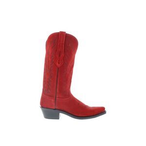 Red Suede Western Cowboy Boots - Women’s Ankle Bootie